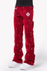 Velvet Red Pockets Flared Denim
