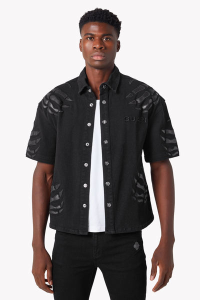 All Black Hell Dragger Denim Shirt - Edgy Streetwear – Cultwear.eu