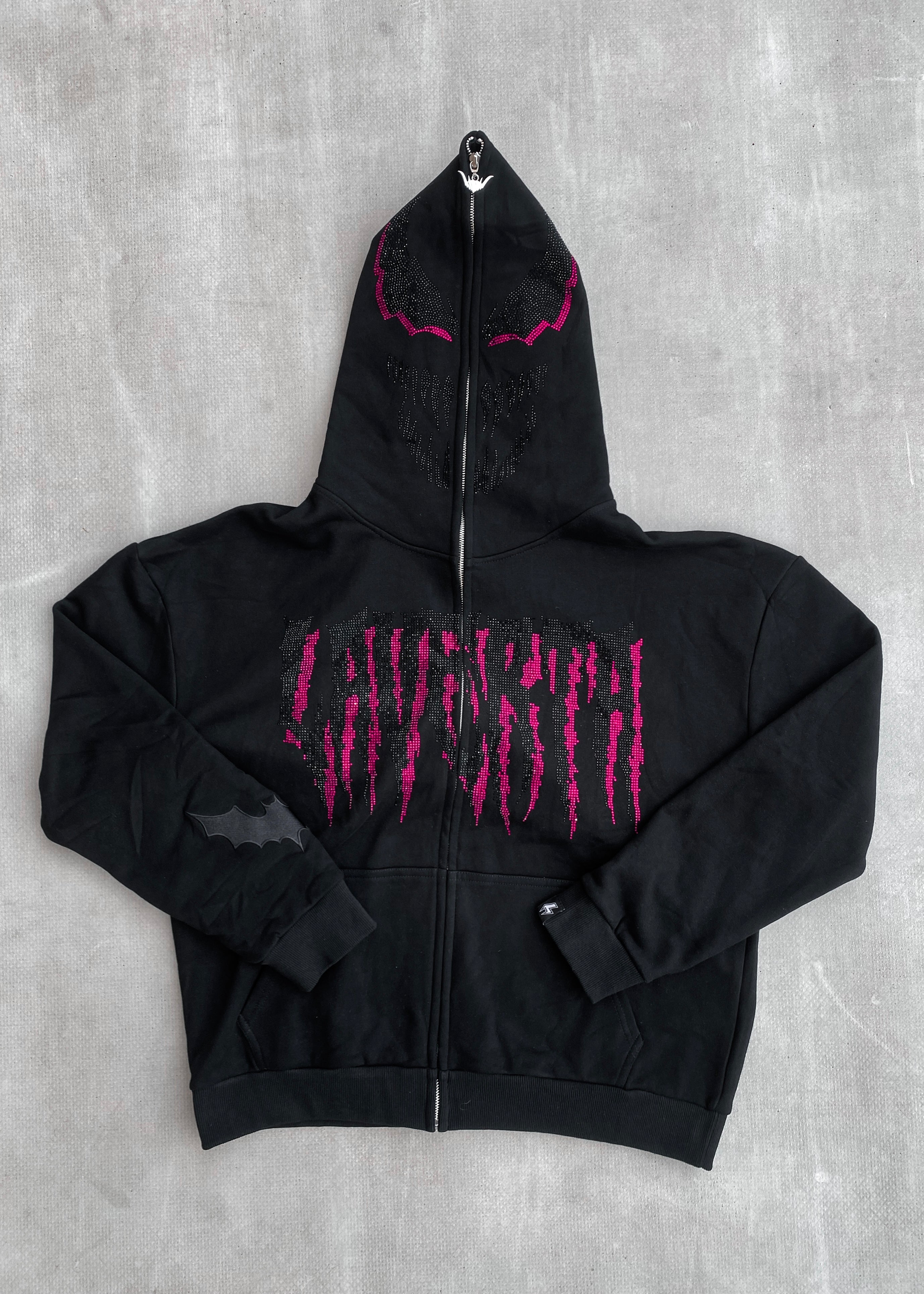 LAVERTA Black Rhinestones Full Zip Hoodie V2