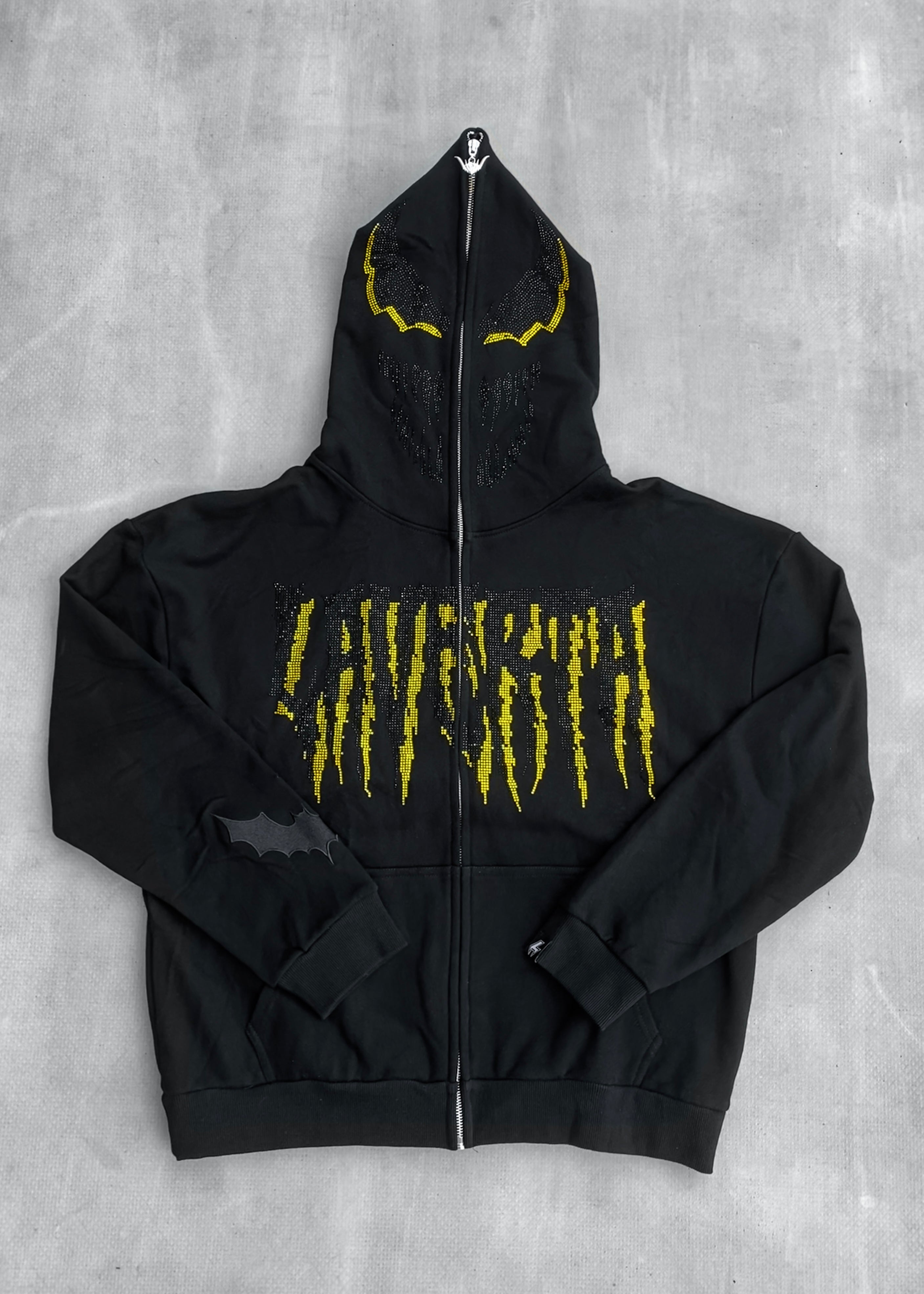 LAVERTA Black Rhinestones Full Zip Hoodie V4