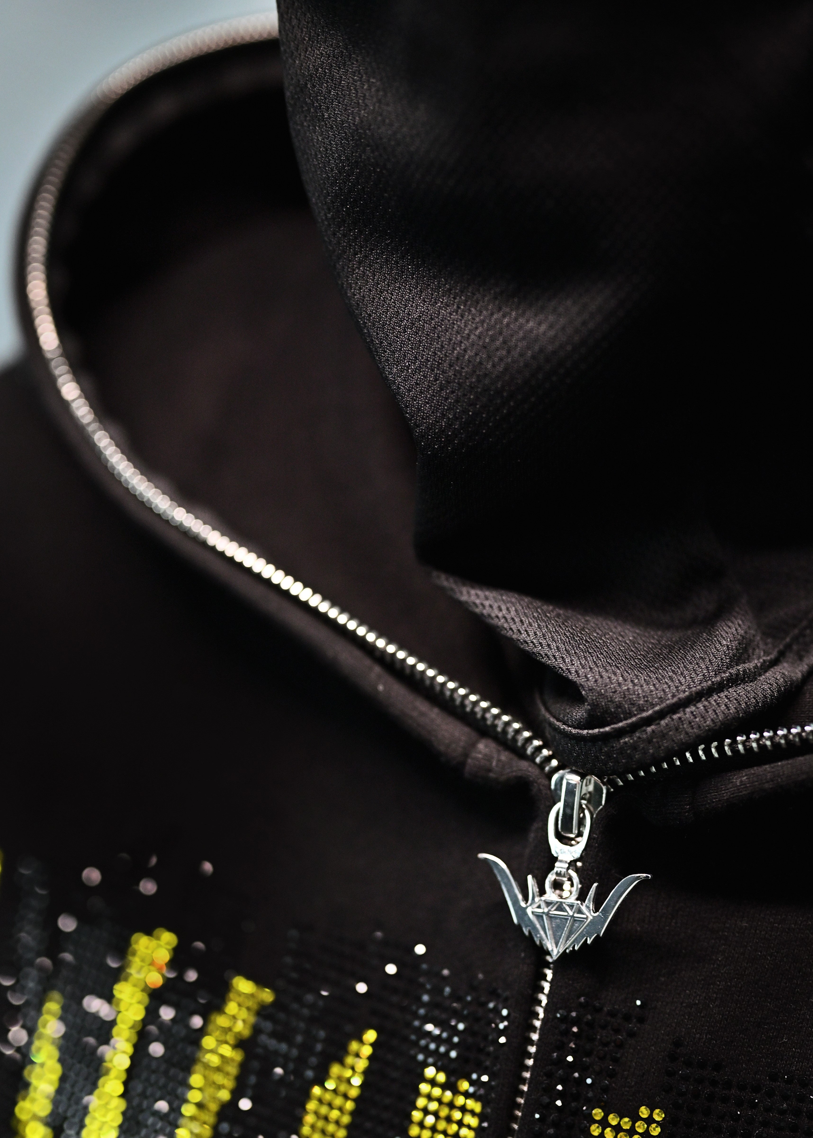 LAVERTA Black Rhinestones Full Zip Hoodie V4