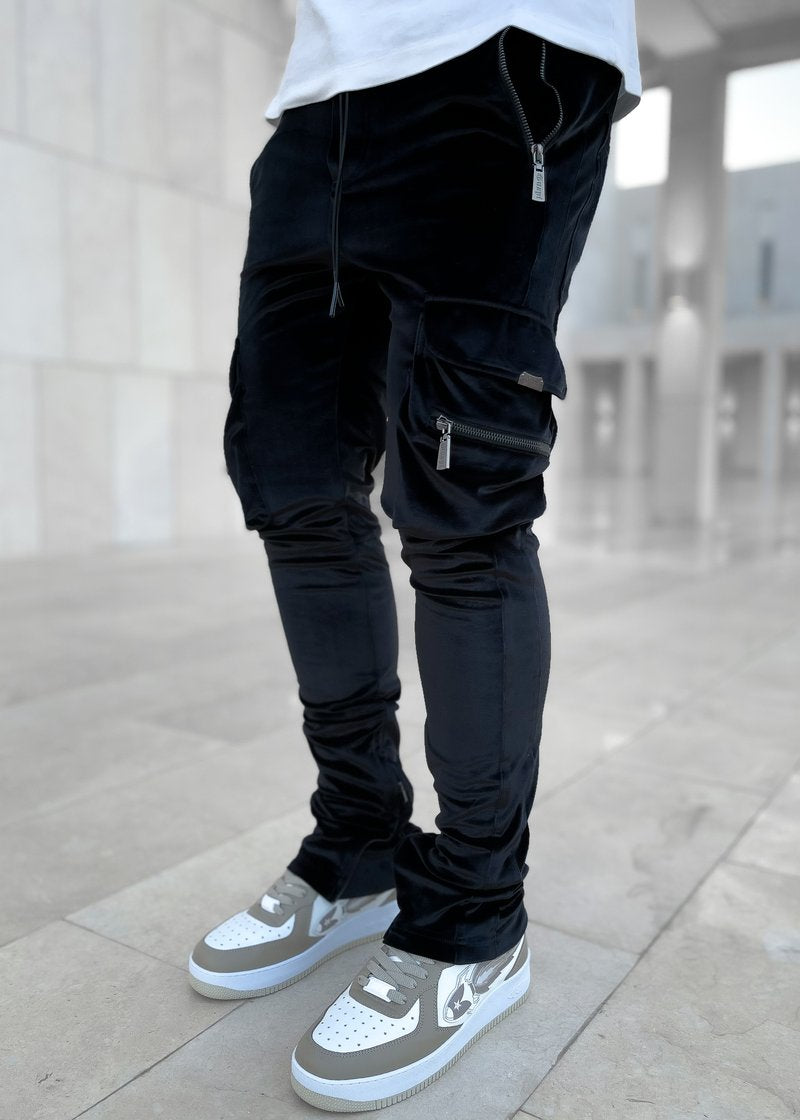 GUAPI Obsidian Black Get Rich Velour Track Pants