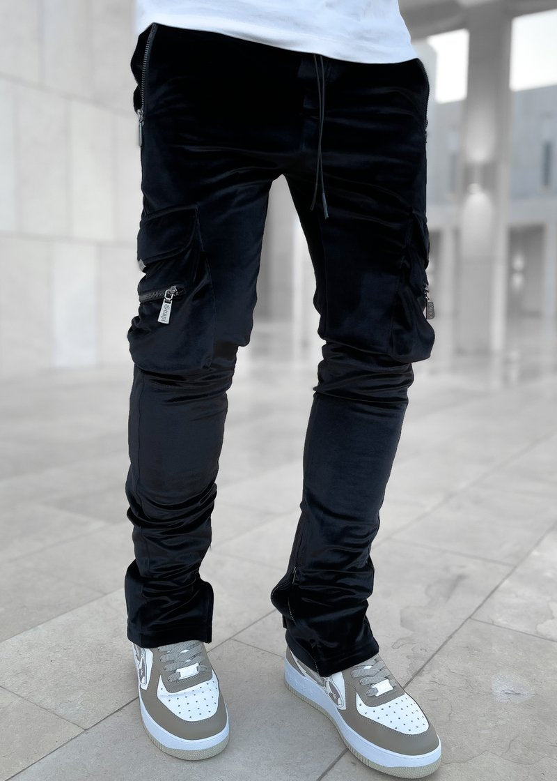 GUAPI Obsidian Black Get Rich Velour Track Pants