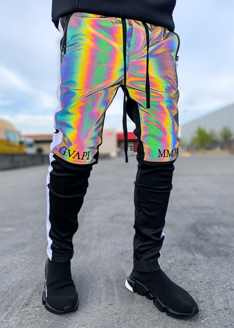 GUAPI Rainbow Reflective Biker Track Pants