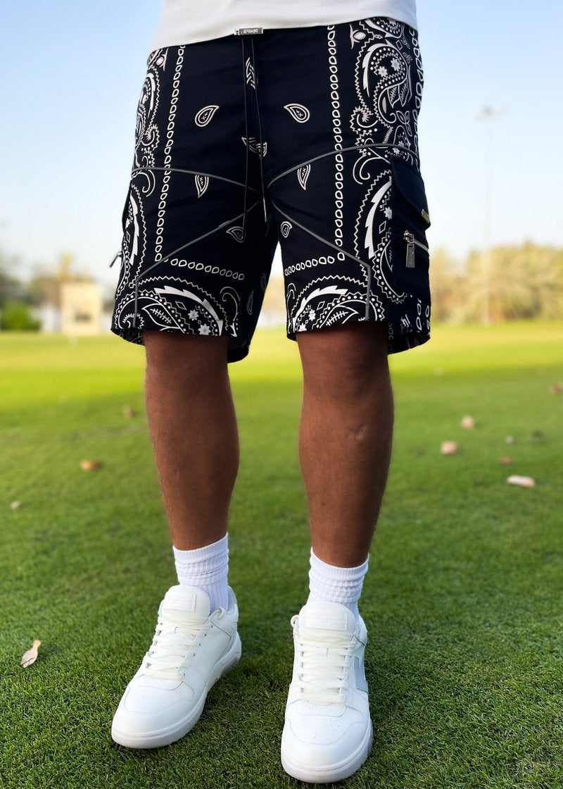 GUAPI Obsidian Black Paisley Shorts