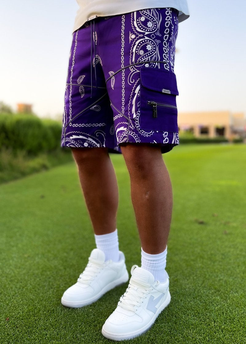 GUAPI Electric Purple Paisley Shorts