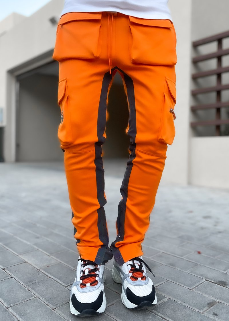 GUAPI Tiger Orange Rainbow Reflective Track Pants