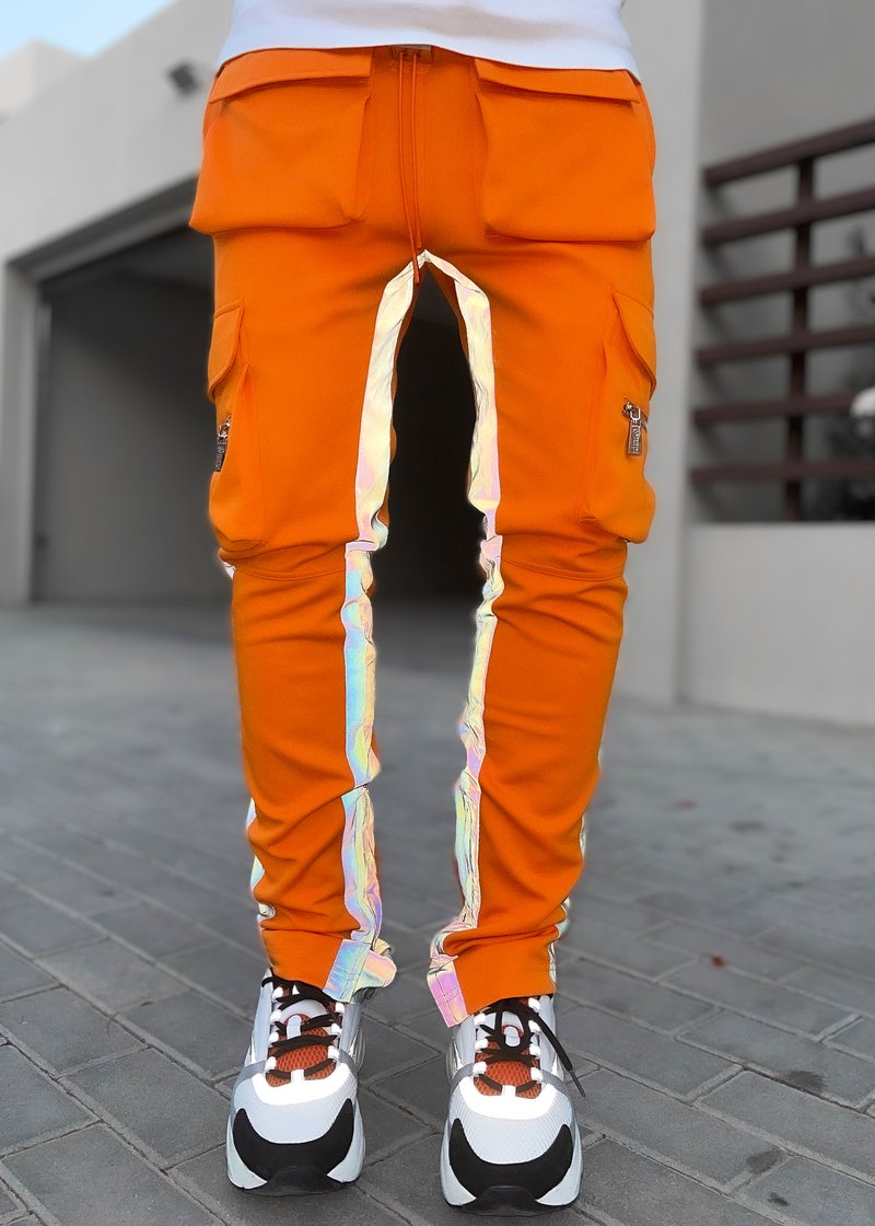 GUAPI Tiger Orange Rainbow Reflective Track Pants